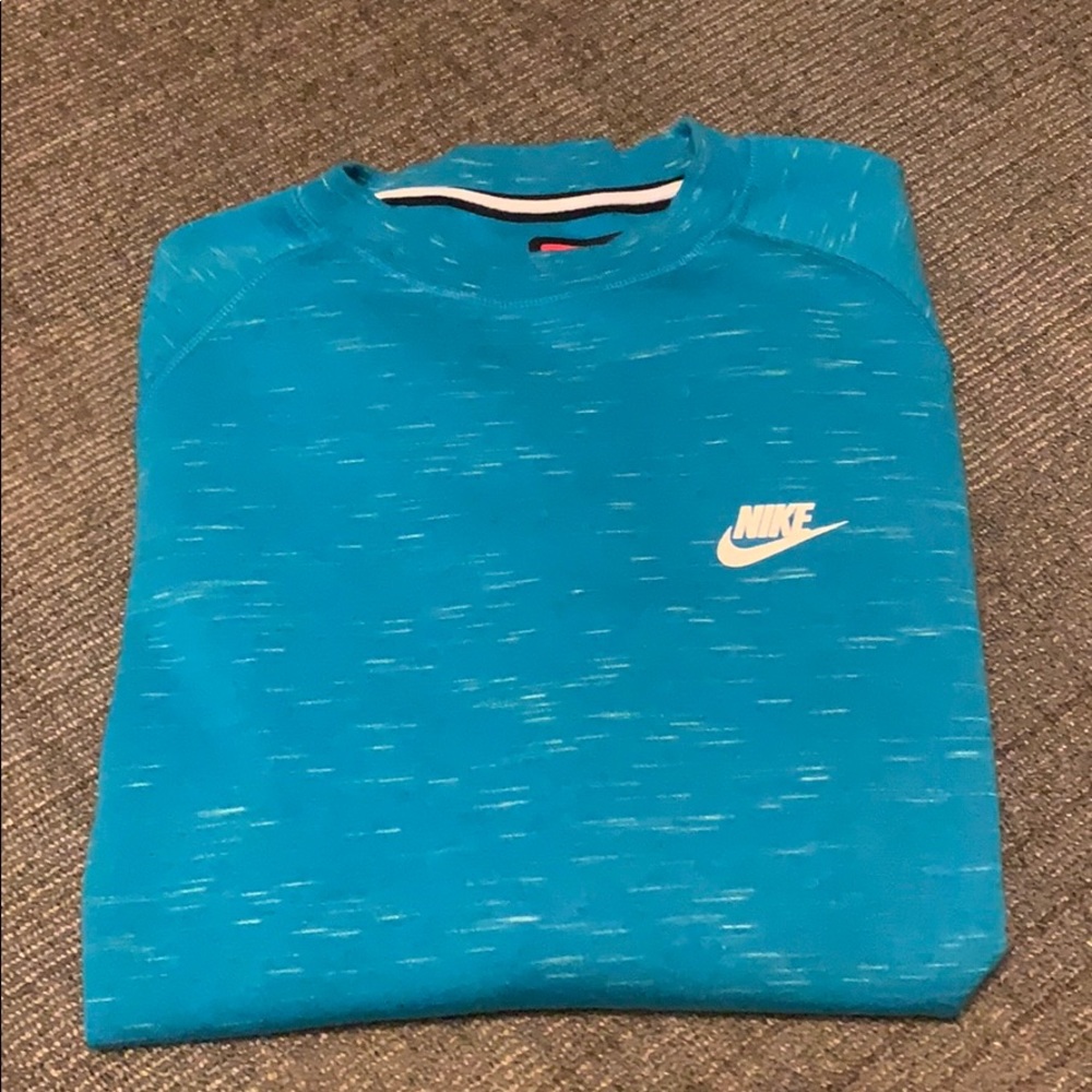 Nike tech fleece crew neck multi color volt blue